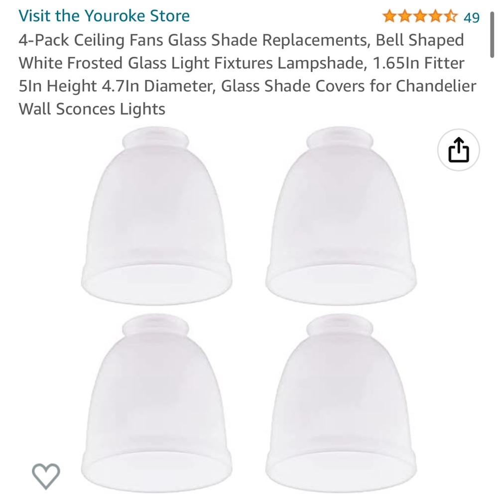 4 Pack ceiling Fan Glass Replacement